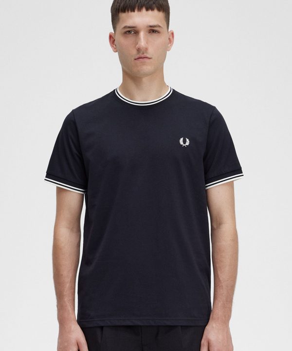 Camiseta con ribete con dos franjas - FRED PERRY