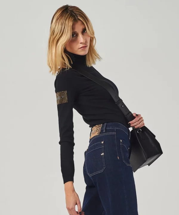 Jersey de cuello alto con parche lateral de strass - MET