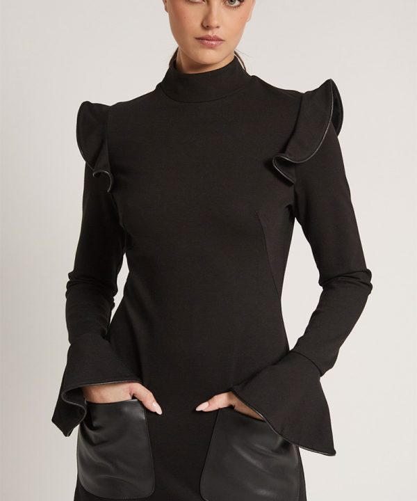 Vestido negro punto roma volantes - HIGHLY PREPPY