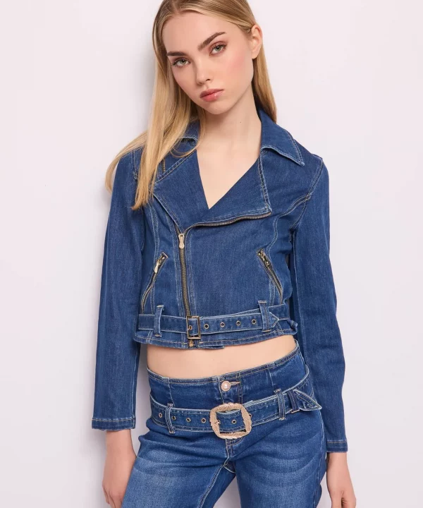 Chaqueta biker en denim de algodón - DENNY ROSE