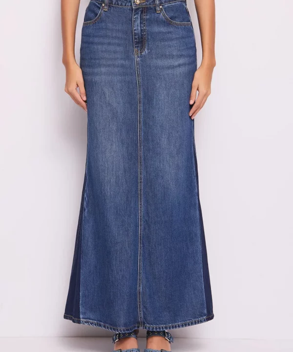 Falda larga en denim de algodón - DENNY ROSE