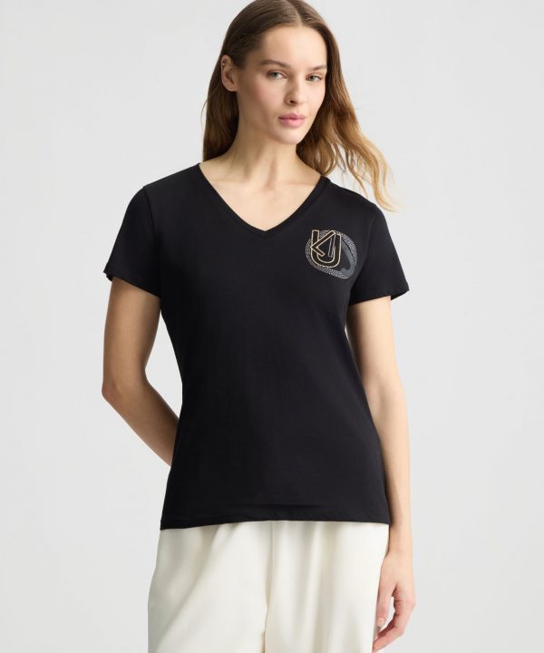 Camiseta con logotipo y strass - LIU.JO