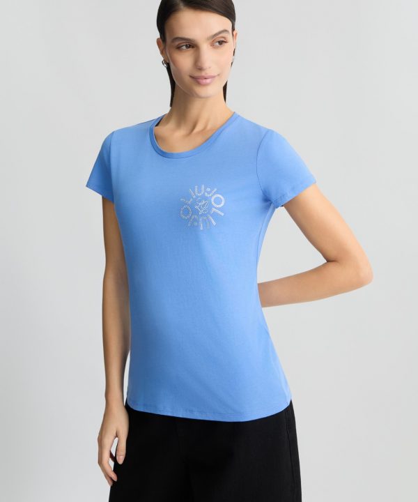 Camiseta con logotipo y strass - LIU.JO