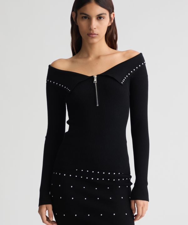 Jersey con cremallera y tachuelas - LIU.JO