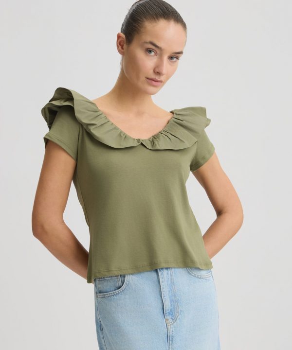 Camiseta de algodón con volantes - LIU.JO