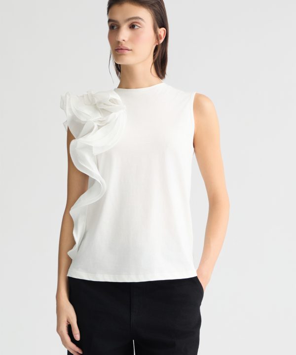 Camiseta blanca con volante - LIU.JO