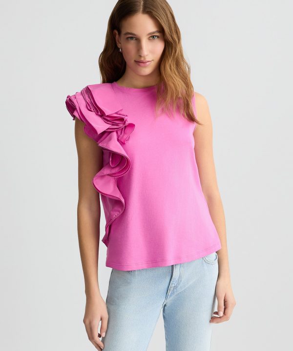 Vestido rosa peonía con volante - LIU.JO