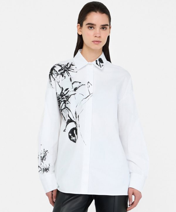 Camisa oversize de popelín estampada - LIU.JO