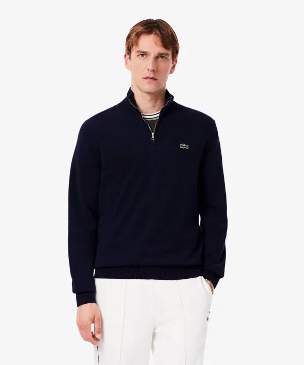 Suéter de algodón de cuello alto con cremallera - LACOSTE
