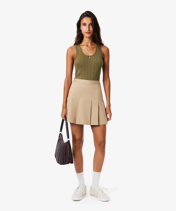 Falda corta plisada de algodón elástico - LACOSTE