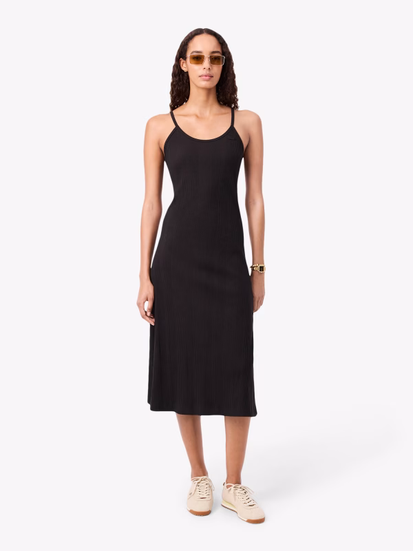 Vestido Ribbed Cotton Strappy Maxi - LACOSTE