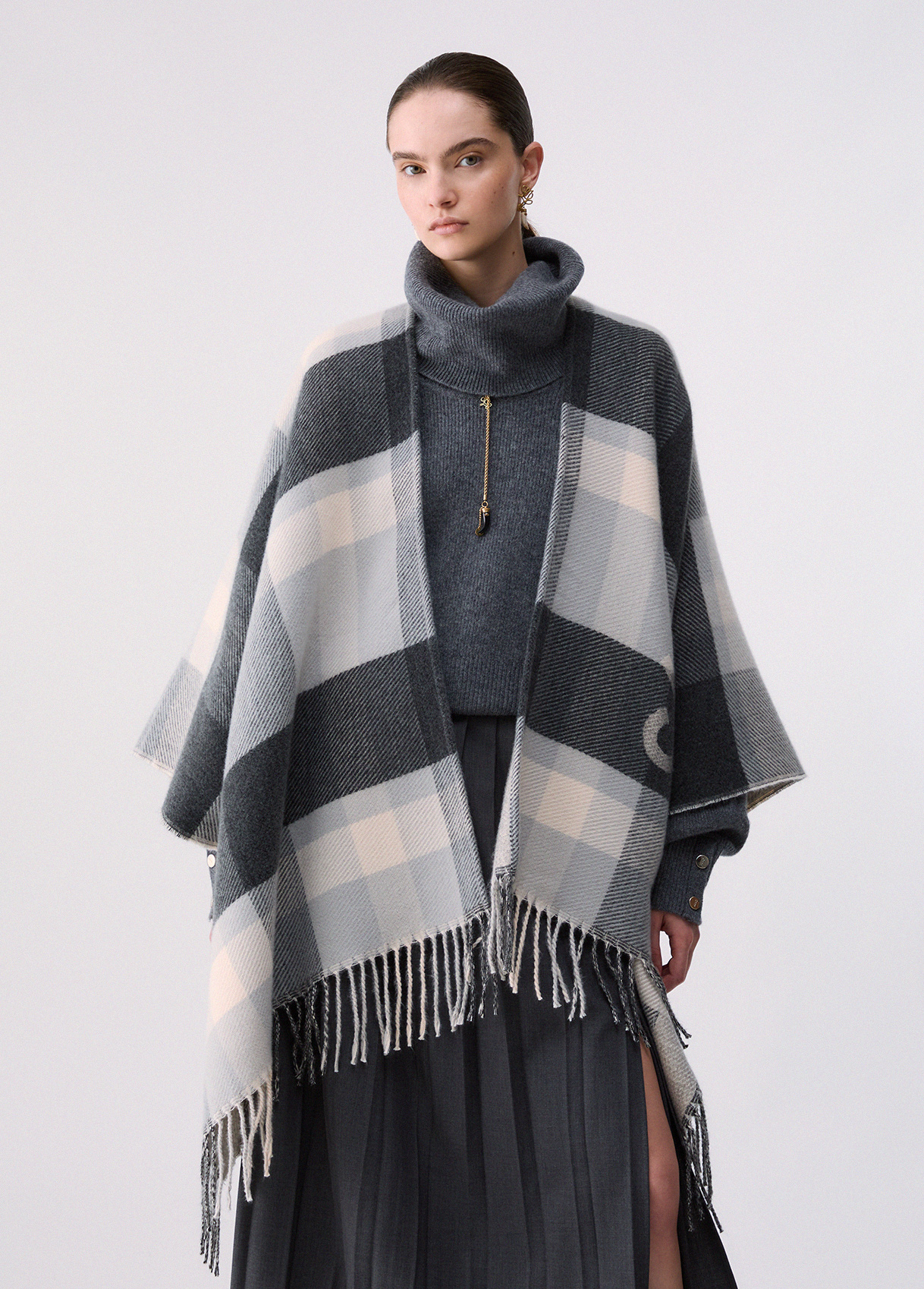 Poncho de cuadros jacquard - LIU.JO