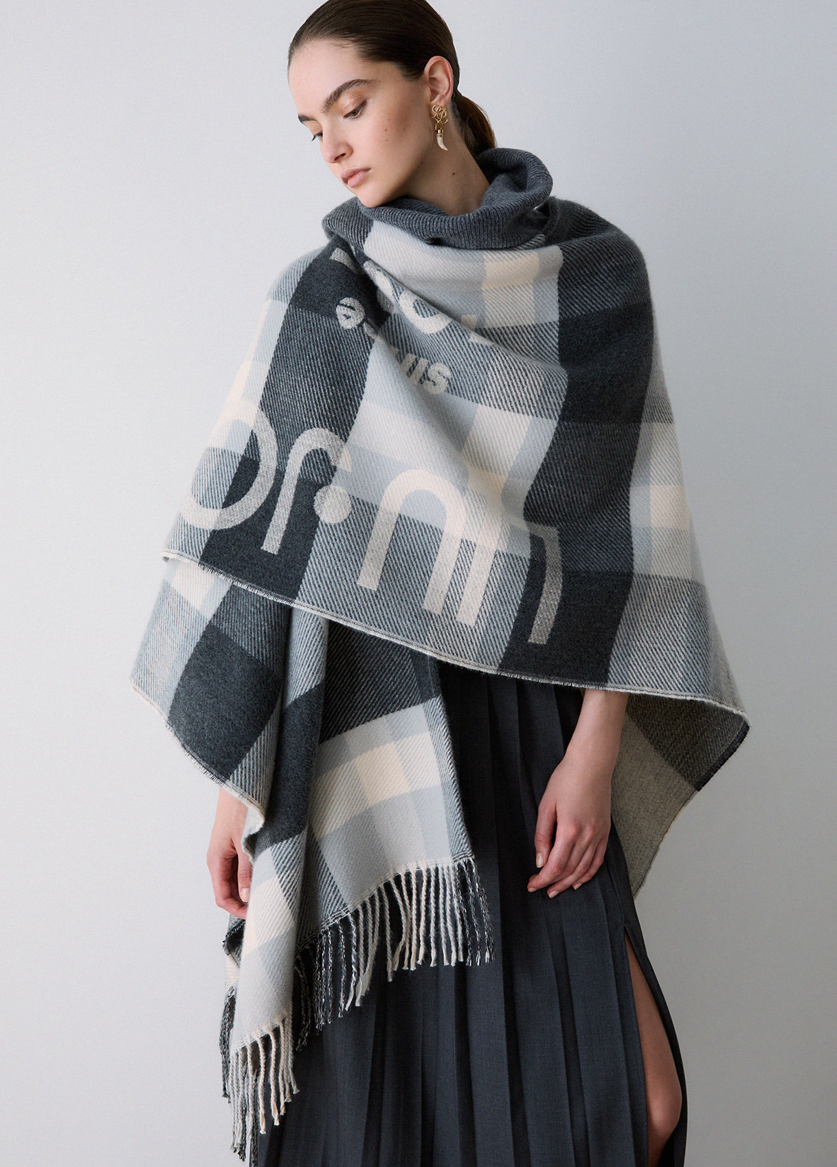 Poncho de cuadros jacquard - LIU.JO - Imagen 3