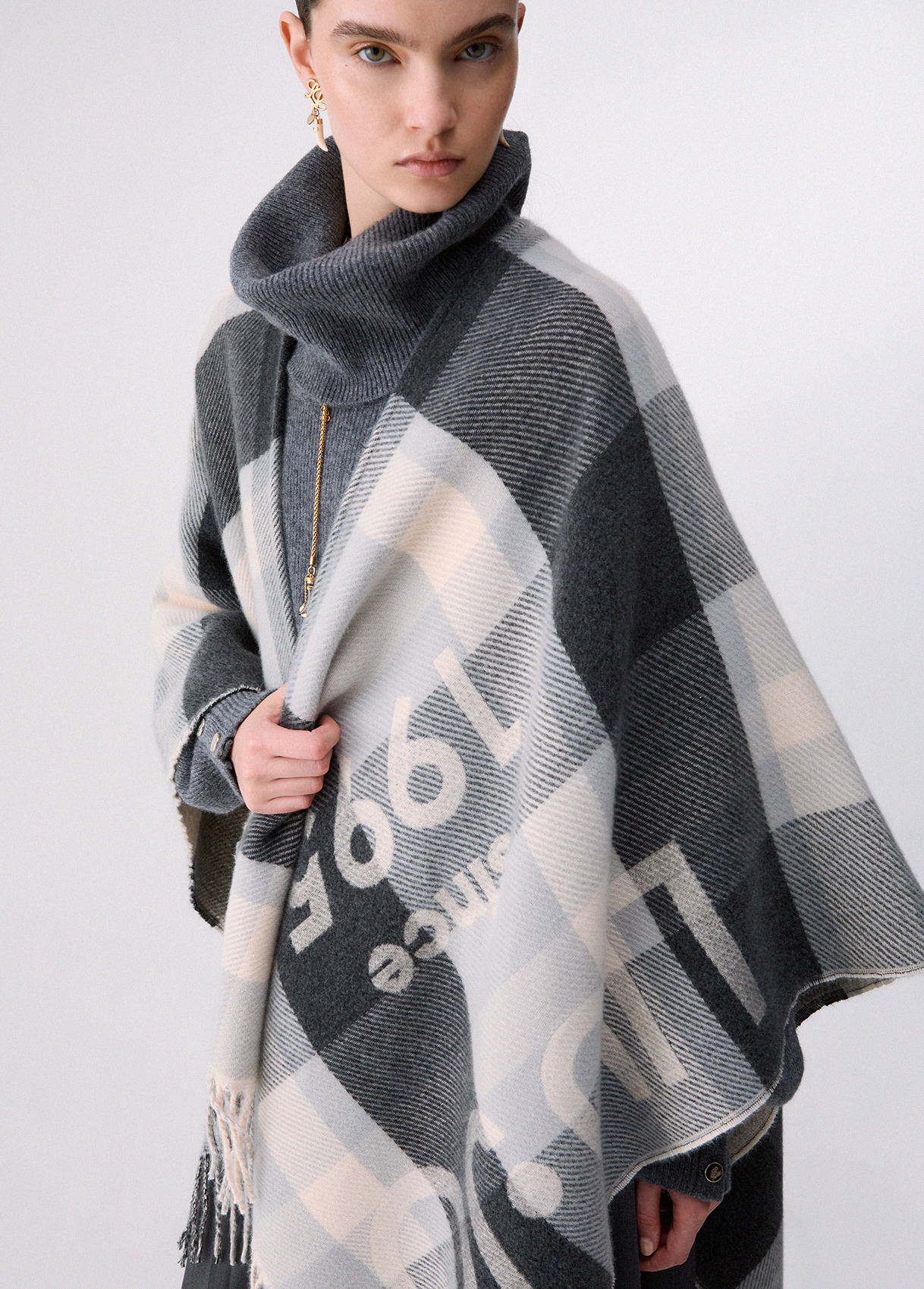 Poncho de cuadros jacquard - LIU.JO - Imagen 4