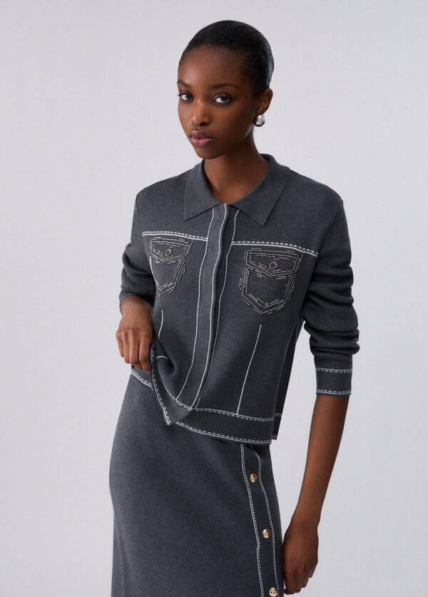 Chaqueta de punto con abalorios - LIU.JO