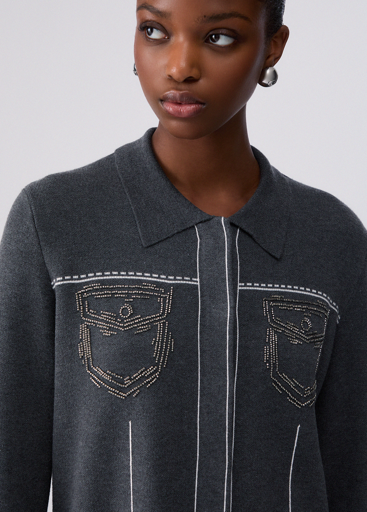 Chaqueta de punto con abalorios - LIU.JO - Imagen 3