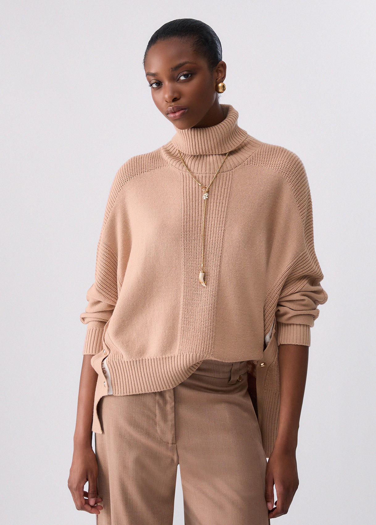 Jersey de cuello alto en mezcla de lana - LIU.JO