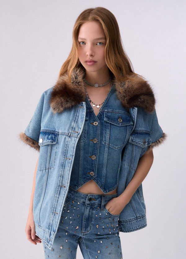 Chaleco en denim con detalles teddy - LIU.JO