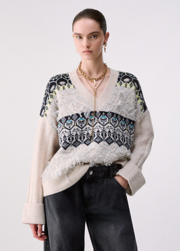 Punto jacquard con bordados joya - LIU.JO