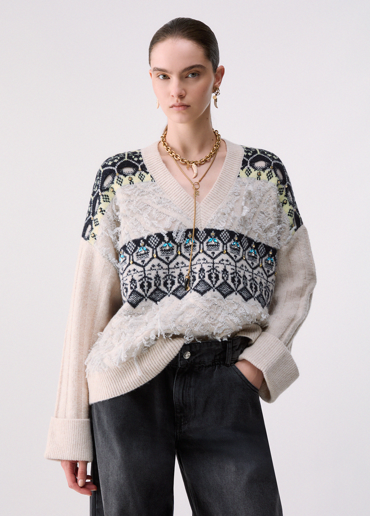 Punto jacquard con bordados joya - LIU.JO