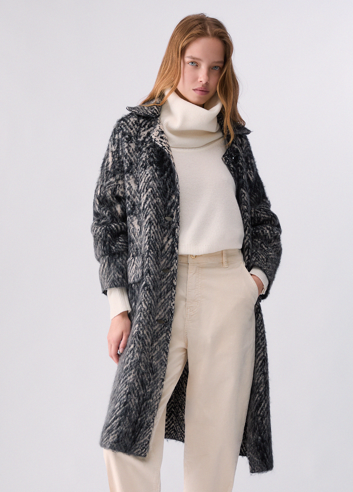Abrigo jacquard de punto cepillada - LIU.JO
