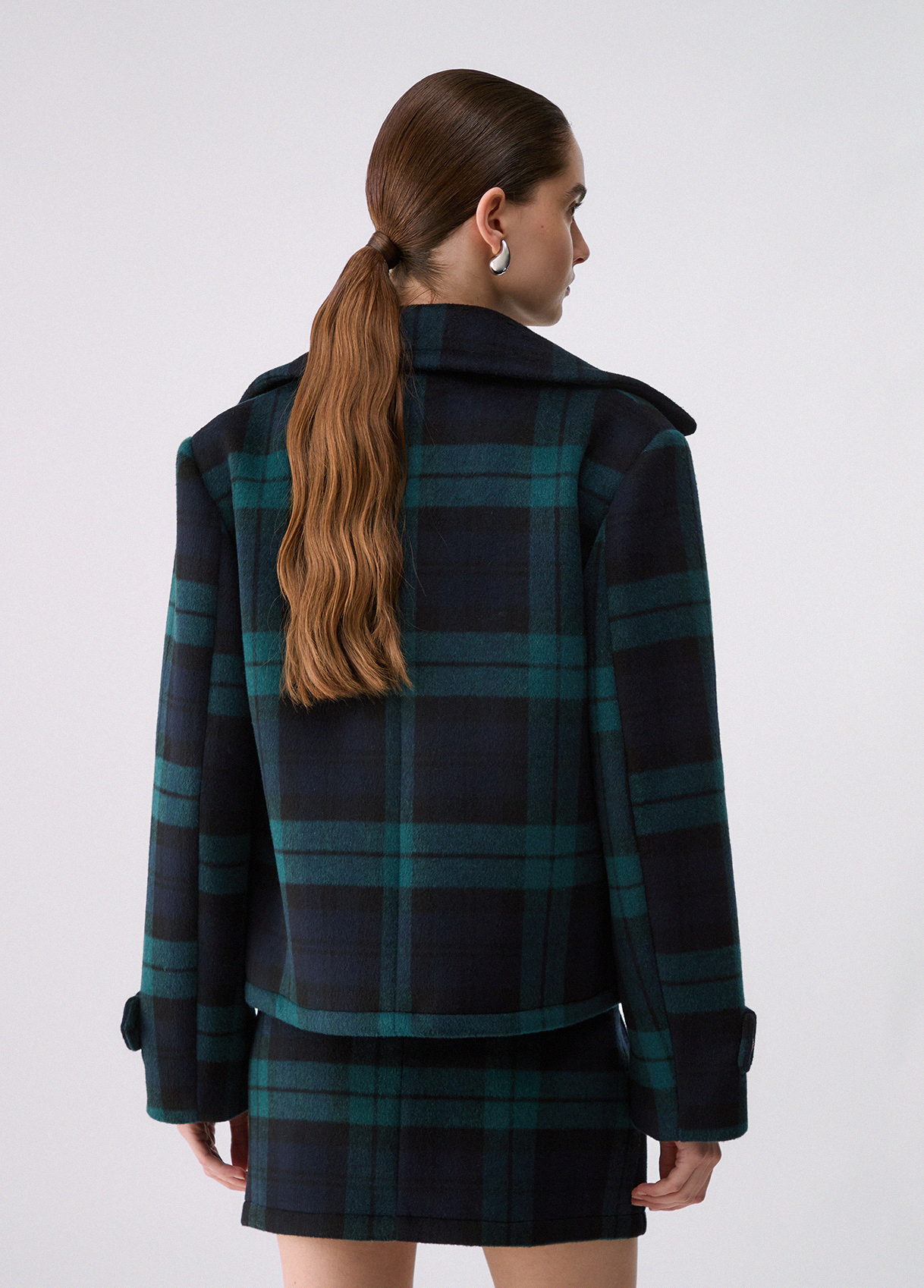 Abrigo de doble botonadura corto tartan - LIU.JO - Imagen 2