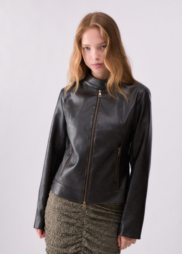 Chaqueta biker en tejido revestido - LIU.JO