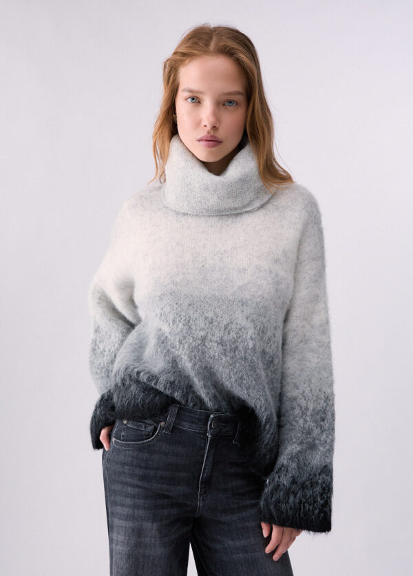 Jersey de cuello alto jacquard en lana cepillada - LIU.JO