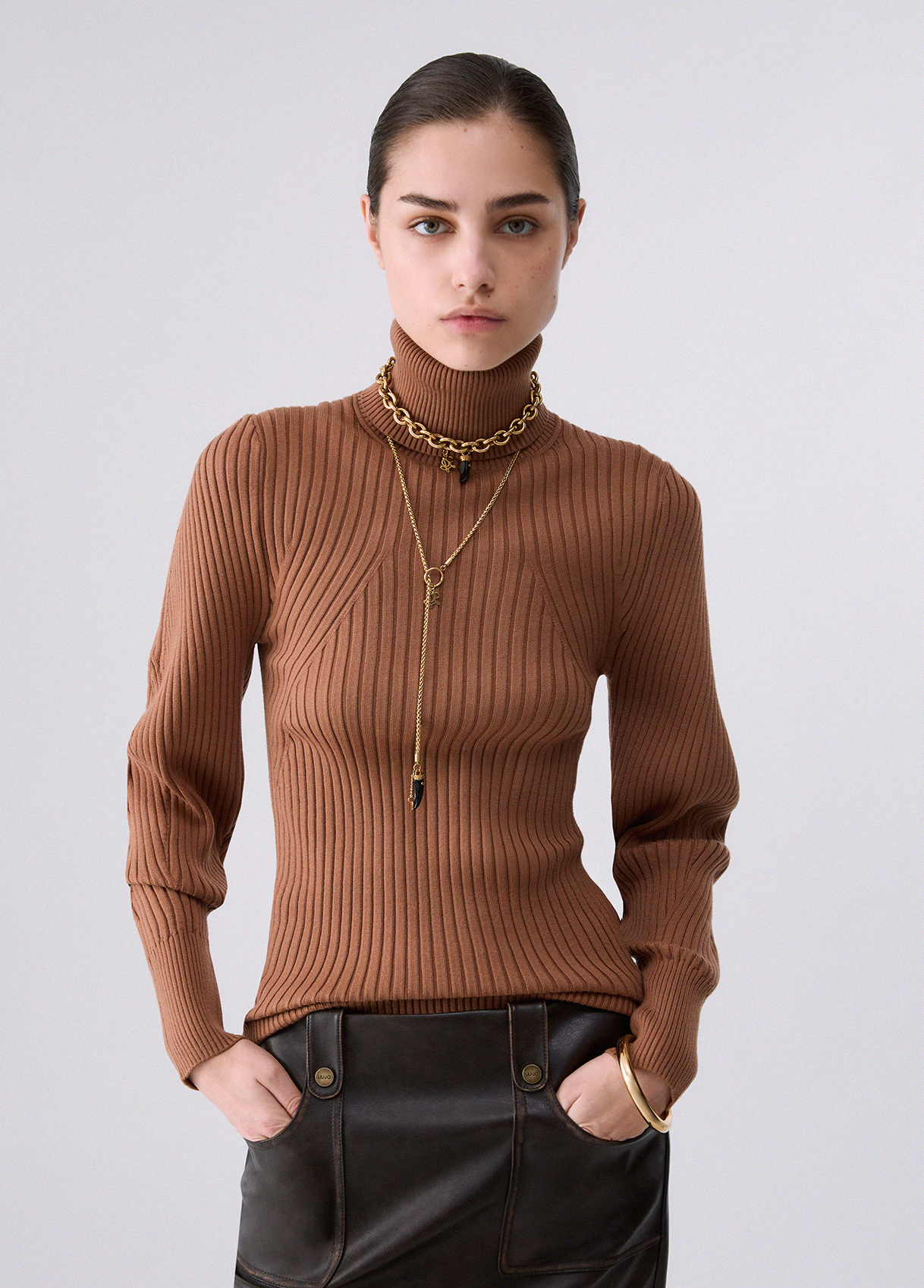 Jersey de cuello alto con mangas balloon - LIU.JO
