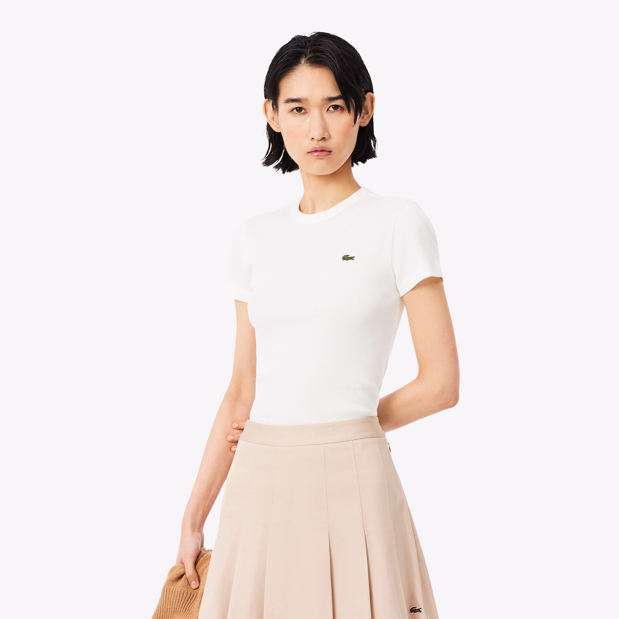 Camiseta de canalé de algodón - LACOSTE