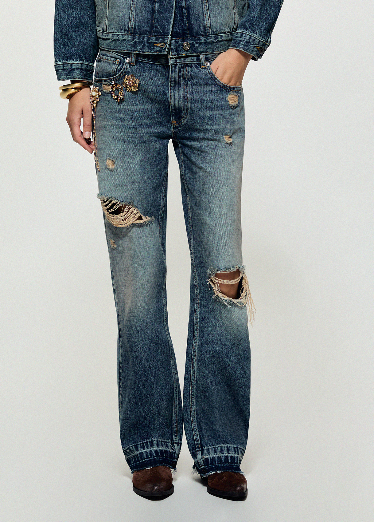Jeans destroyed con spille joya - LIU.JO