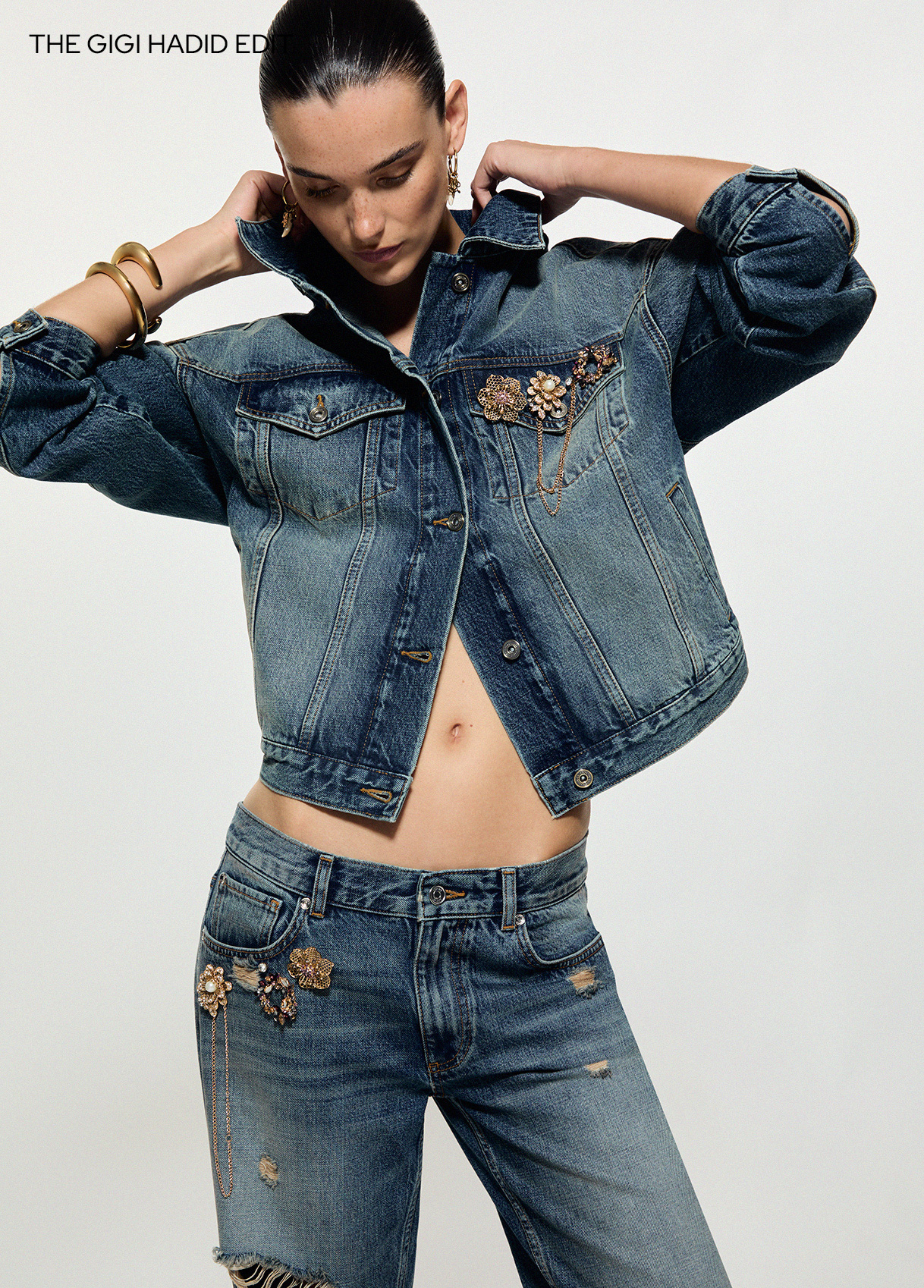 Chaqueta en denim con spille joya - LIU.JO - Imagen 4